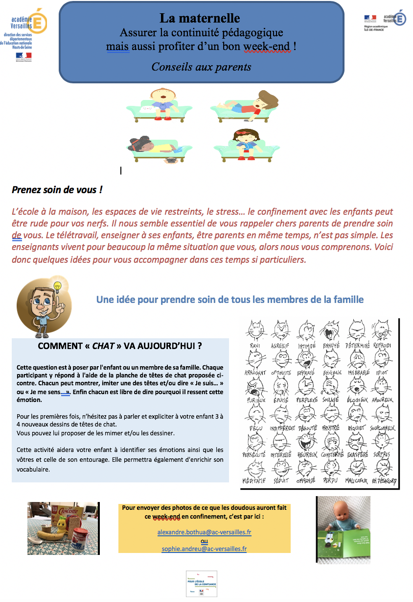 LETTRE AUX PARENTS DE MATERNELLE Dunoyer Antony