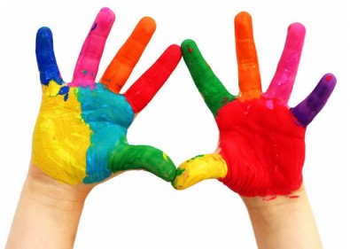 Painted child hands