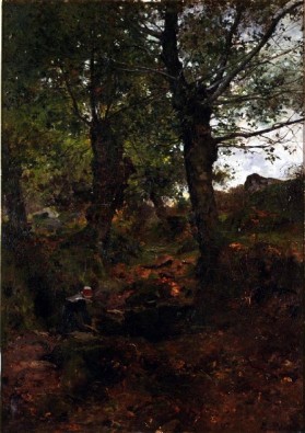 1877 Pelouse - le chemin de Rustephan à Pont-Aven : on est bien au bord de mer mais en bon disciple de l'école de Barbizon (qui privilégie la nature mais dont certains peintres sont les premiers réalistes), c'est la nature qui inspire le peintre.