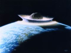 La collision d'un planétoïde avec la terre alors qu'elle était encore toute jeune, 27 Mars 1991, création de Don DAVIS pour la NASA