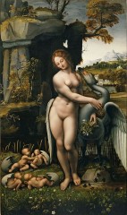 Léda et le Cygne, tableau de Franceso MELZI d'après une illustration de Léonard de Vinci