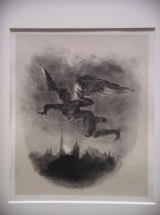 Méphistophélès dans les airs, 1827 lithographie, planche de Faust de GOETHE, par Eugène DELACROIX (1798-1863), photo de N. THIMON