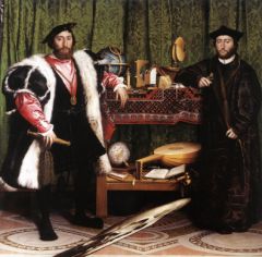 Les ambassadeurs(1533), huile sur panneau de chêne, Hans HOLBEIN le Jeune (1497-1543) ; National Gallery, Londres