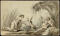 Thetis plongeant Achille dans le Styx, 1804, illustration de Joachim Godske SCHOW ; Thorvaldsensmuseum, Danemark