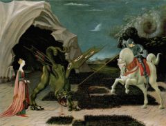 Saint Georges terrassant le dragon (v. 1470), huile sur toile de Paolo UCCELLO