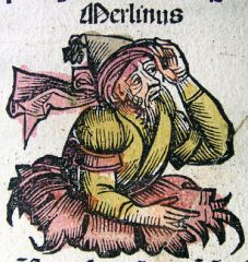 Merlin dans le Chroniques de Nuremberg (1493) de Hartmann SCHEDEL (1440-1514)