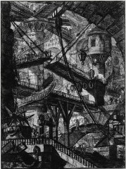 Prisons : Planche VII, Le Pont Levis, eau-forte de Giovanni Battista PIRANESI, 1749