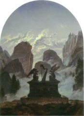 Allégorie sur la mort de Goethe (1832), huile sur bois de Carl Gustav CARUS (1789-1869)