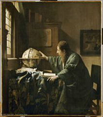 Johannes ou Jan VERMEER (Delft, 1632 - Delft, 1675)  L'Astronome ou plutôt L'Astrologue  1668. 1995 Photo RMN, René-Gabriel OJEDA.