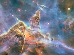 La Montagne Mystique, un pilier de gaz et de poussière dans la nébuleuse Carina. Photo prise par le téléscope Hubble.