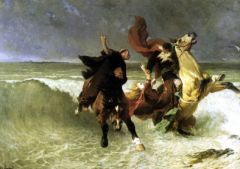 La fuite de Gradlon (1884), par Evariste-Vital LUMINAIS